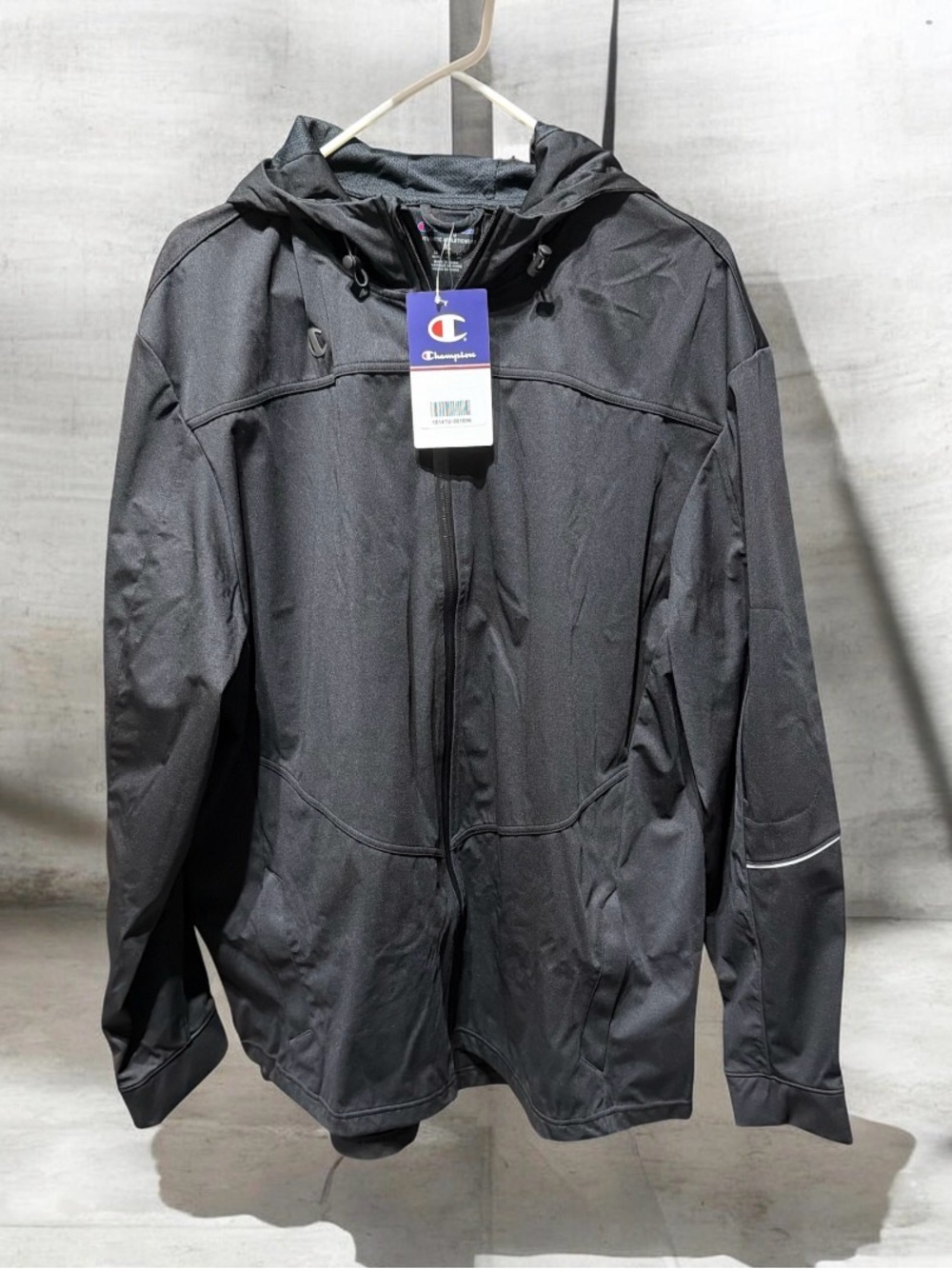 Champion Performance Black Hooded Softshell Jacket/windbreaker Reflective Men's